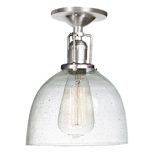 JVI Designs 1202-17 S5-CB One light Union Square ceiling mount pewter finish 7" Wide, bubble mouth blown glass shade